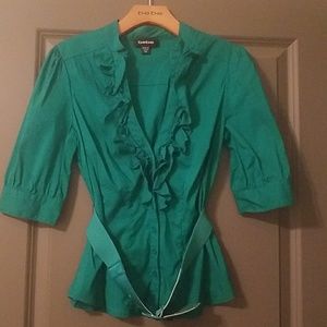 Bebe belted button down blouse
